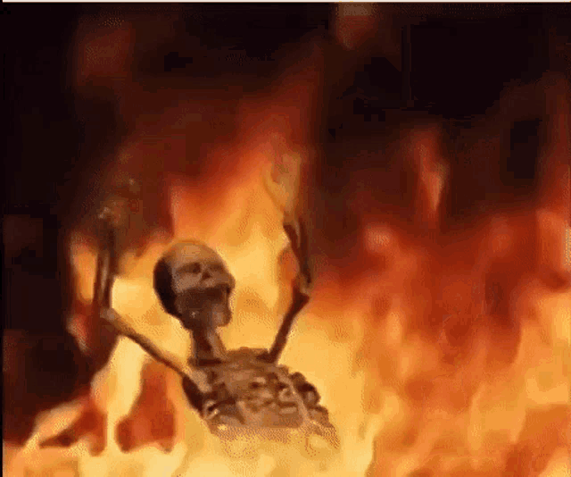 skeleton burning gif