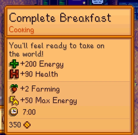 stardew valley complete breakfast