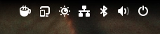 gnome top right view that has the caffeine, kde connect, night light, ethernet, bluetooth, volume and power icons 