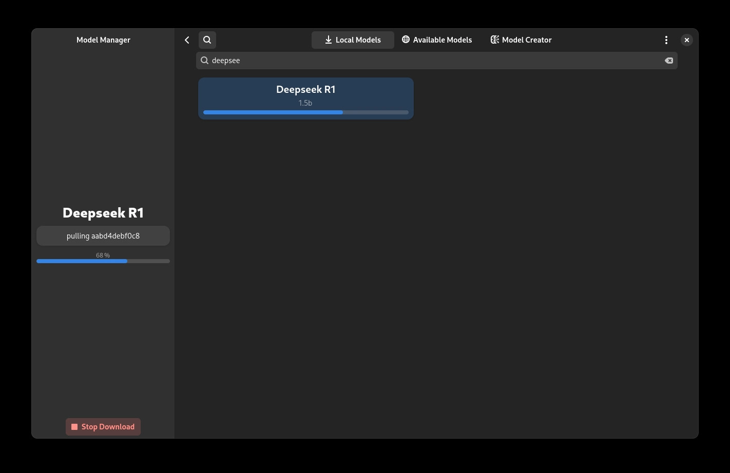 install deepseek-r1:1.5b on the mac mini through an app called Alpaca