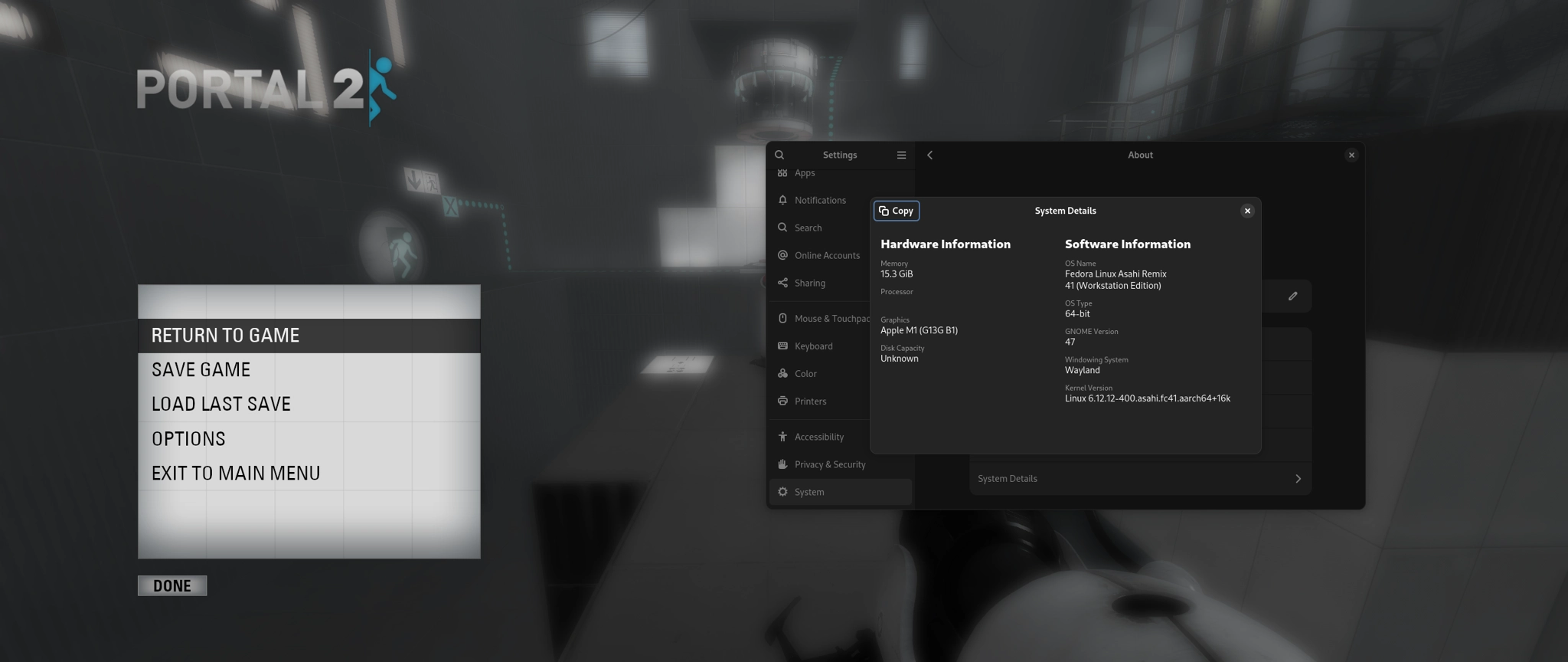 portal 2 running on asahi 