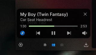 hovering over it shows the song + album and progress
