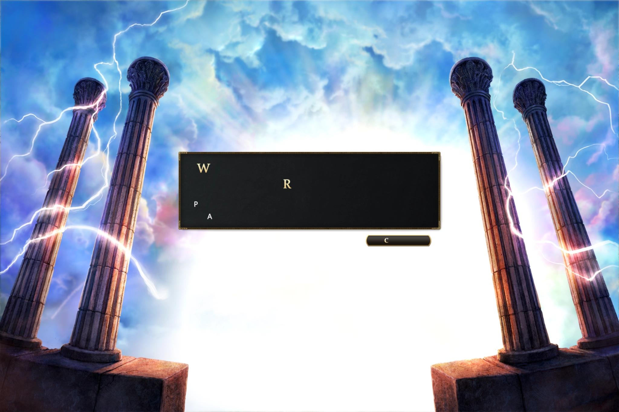 age of mythology retold screenshot showing a dialog that says W R P A and a button that says C