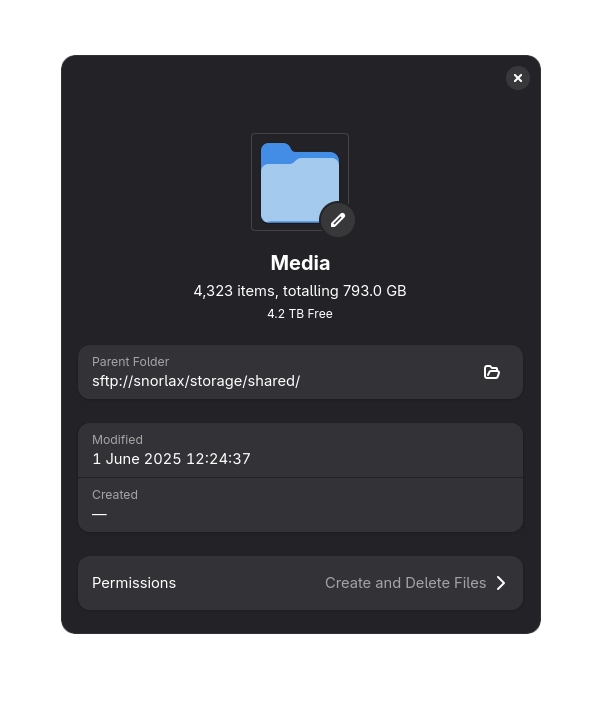 my media folder on my server showing 4000 items totally 793 GB