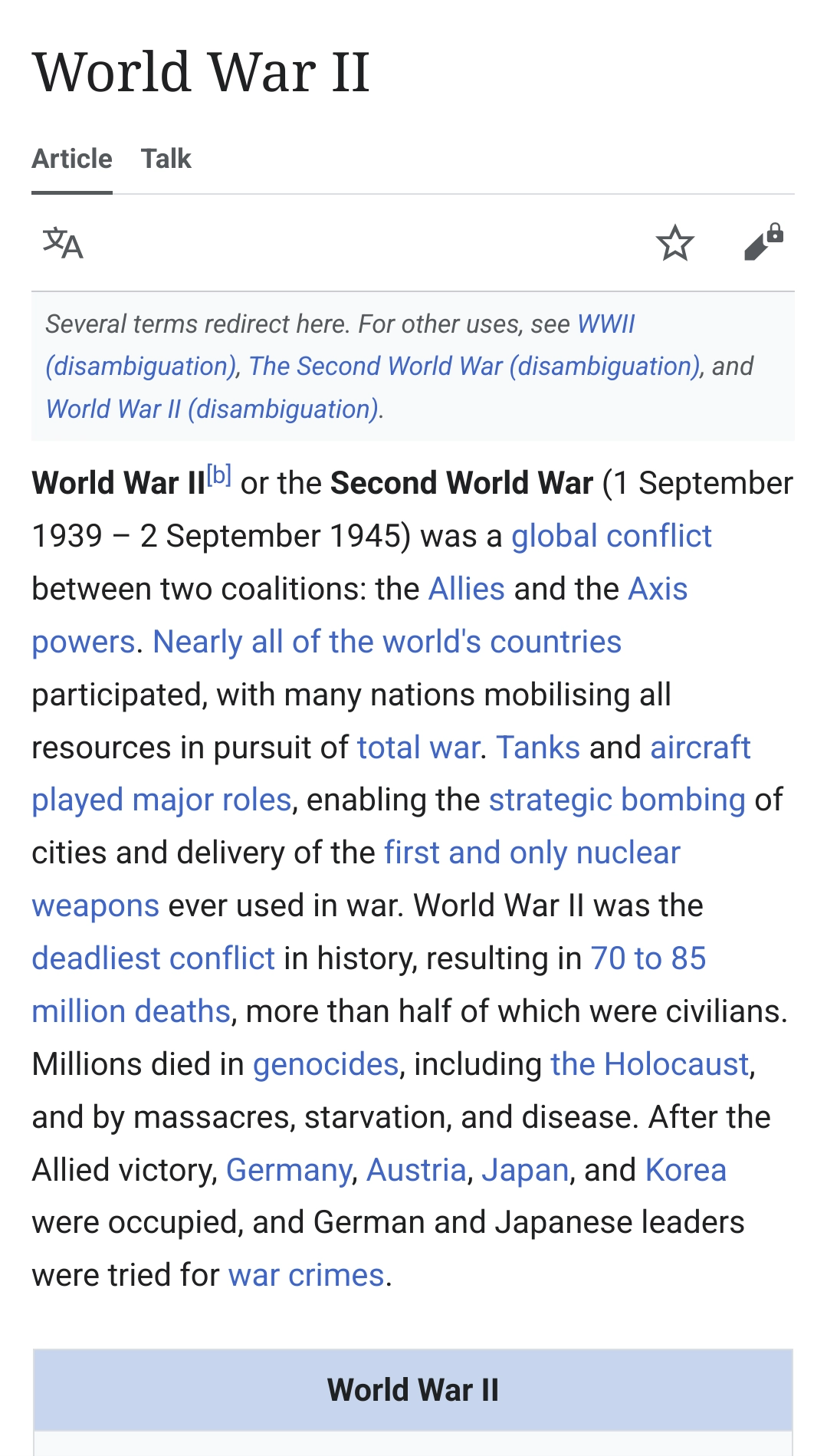 ww2 wikipedia page