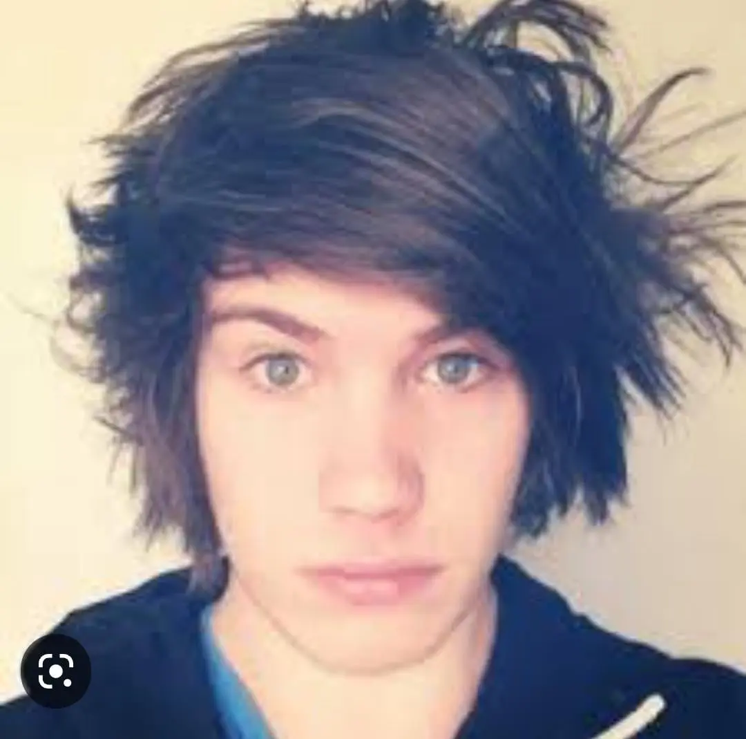 photo of maxmoefoe with a 2010s emo cut and an Instagram filter over the picture