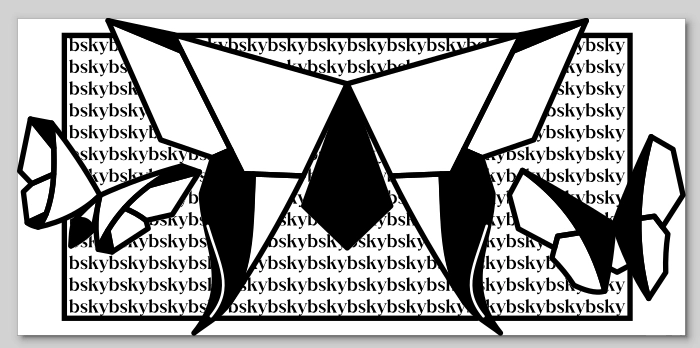 button for bluesky that has 3 origami butterflies on the top and the word "bsky" repeated in the background