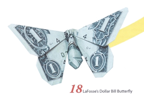 1 dollar bill butterfly, with every corner of the wings having a 1 on it