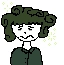 64x64 image of a girl with crazy curls in her hair with eyebags looking really tired and doing the :S face 